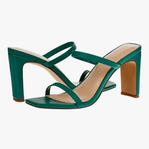 The Drop Women’s Avery Square Toe Two Strap Heeled Sandal – Avery Green 7.5 NWT